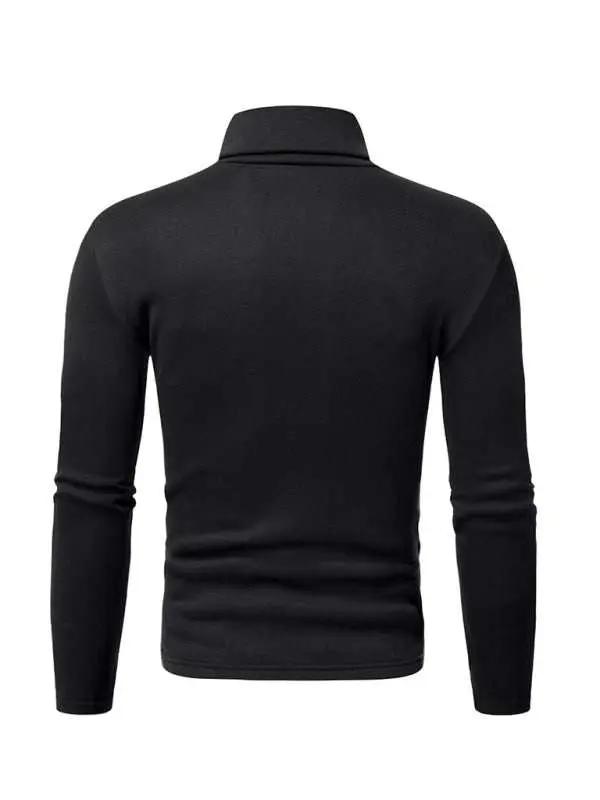 Cozy Autumn-Winter Men's Knitted Fleece Turtleneck Pullover - MENLL